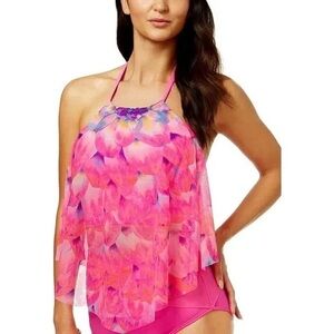 Coco Reef Pink Floral-Print Spaghetti-Strap Tankini 36 D